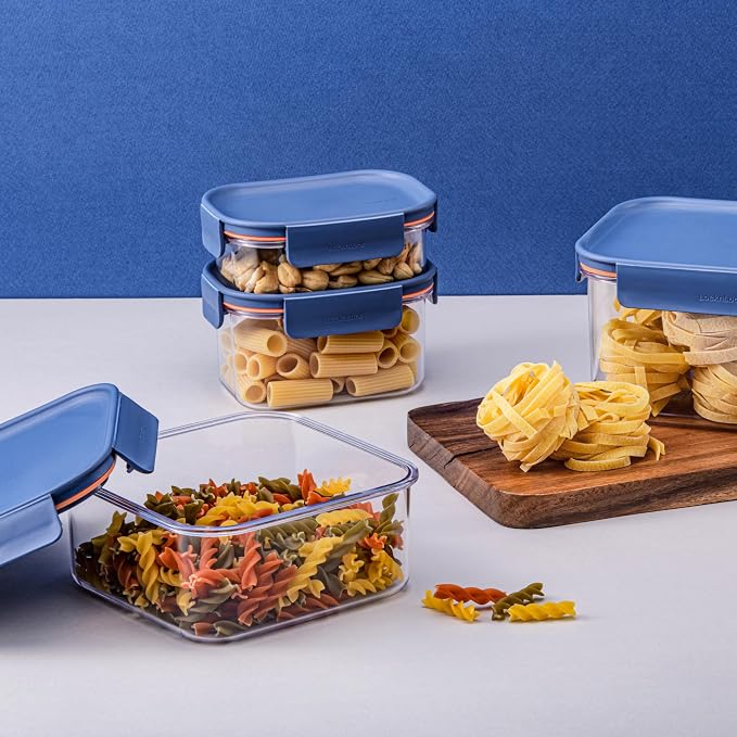 LocknLock Tritan Plastic Bisfree Modular Plus Food Storage Container Set,14 set (7 containers & 7 Lids)- Navy - Image 2