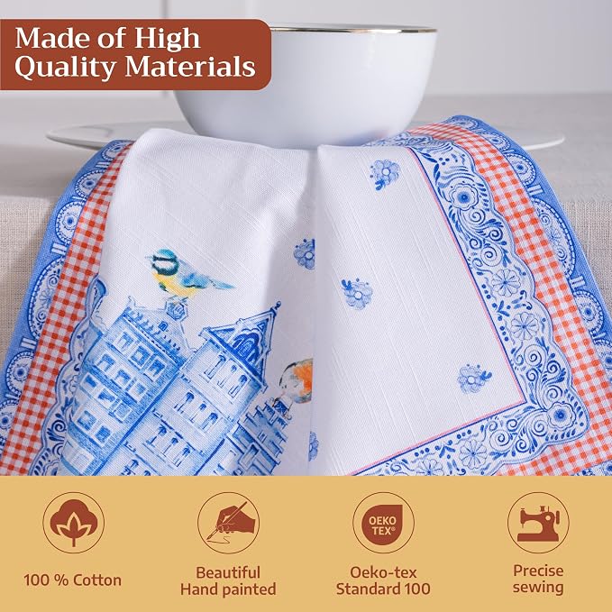 Maison d' Hermine Cloth Napkins Set of 4 Reusable 100% Cotton (20" x 20") | Everyday Square Napkins Cloth Washable Dinner Party Wedding Restaurant Hotel Kitchen Spring Summer - Amsterdam Canals - Image 3