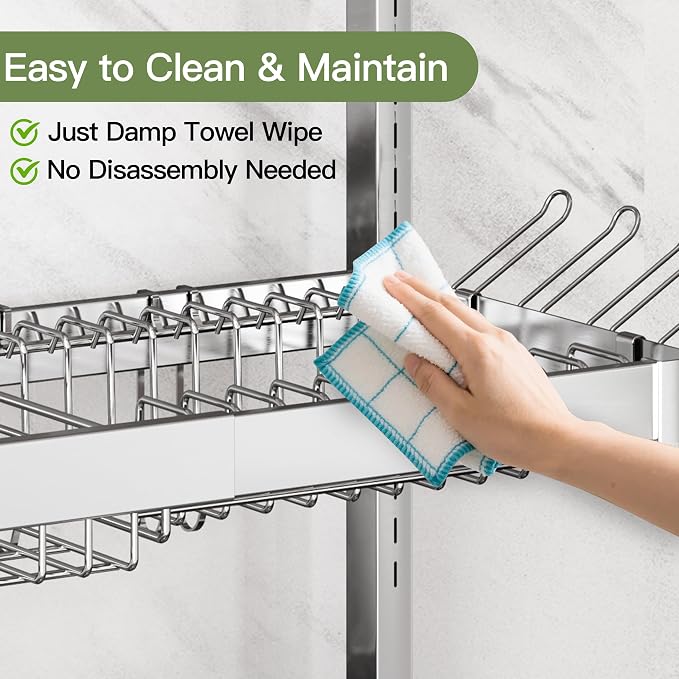 Over The Sink Dish Drying Rack, Extra Large Capacity Dish Drainer | 3 Tier Extra Large All Stainless Steel Expandable Plate Strainers, Rustproof Metal, Counter Space Saving, Modern Silver - Image 9