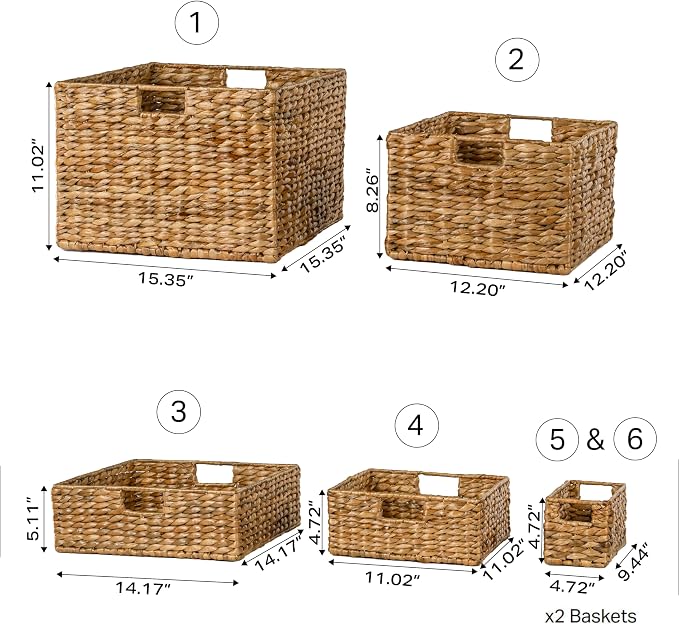 happimess Traditional 10-Piece Hyacinth Wicker Baskets, Natural | Hand-Woven Iron Frame Storage, Lidded Trunk, Trash Bin, Southwestern Style, Living Room Bedroom Decor - Image 3