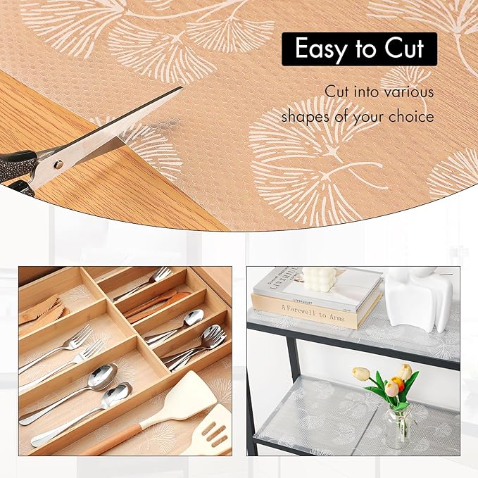 Cooyes Shelf Liner, Non Adhesive Drawer and Cabinet Liner, EVA Washable Oil-Proof Shelf Paper for Kitchen Cabinets, Refrigerator, Storage, Desks with Modern Pattern（23.6" W x 236" L） - Image 4