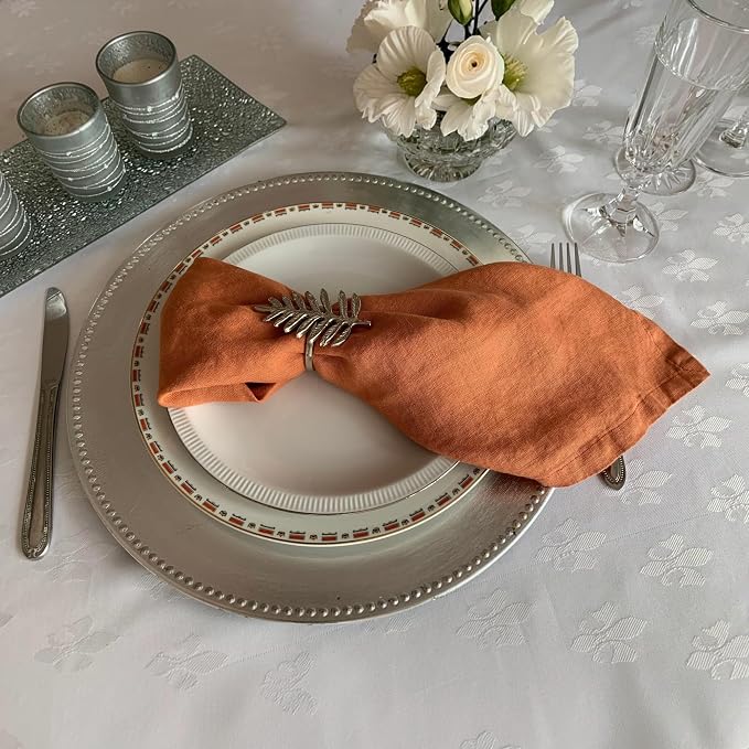 Linen Napkins –100% French Flax – Stonewashed Pure Linen Cloth Napkins - Size 18 Inch x 18 Inch – Set of 4 (Rustic Orange) - Image 6