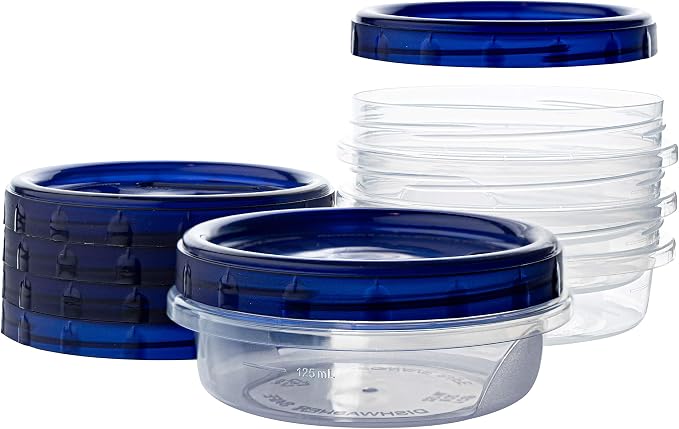 PLASTICPRO [8 oz 96 Pack] Twist Top Deli Containers Clear bottom With blue Top Twist on Lids Reusable, Stackable, Food Storage Freezer Container Pack of 96 - Image 7