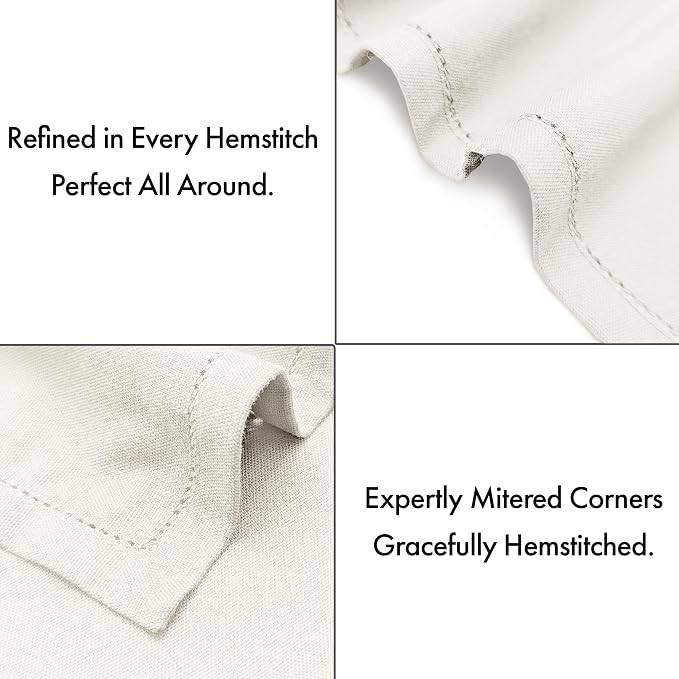 Ruvanti Cloth Napkins Set of 12, 100% Cotton High GSM 18x18 Inches, Hem Stitched Corners, Soft, Washable, Durable & Absorbent, Perfect for Parties, Christmas, Thanksgiving Dinners – Antique White - Image 4