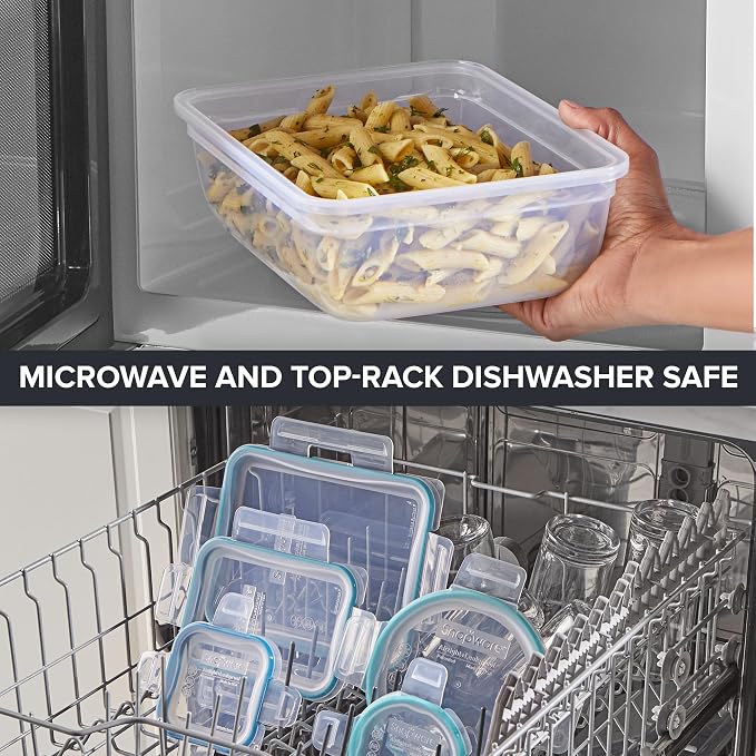 Snapware Plastic Total Solution (21-Pack) Large Food Storage Containers Set, Meal Prep Containers with Plastic BPA-Free Lids & 4 Locking Tabs, Microwave, Dishwasher, and Freezer Safe - Image 6
