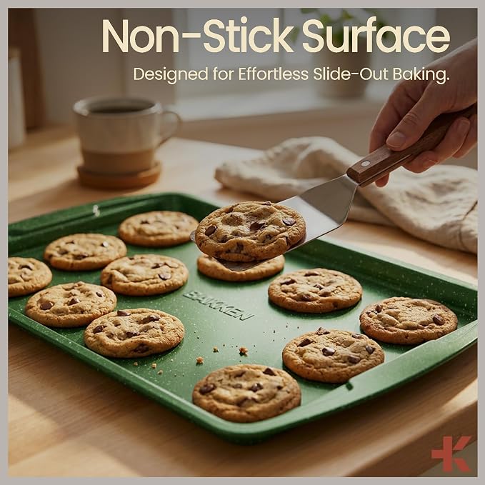 Green Marble 10-Piece Bakeware Sets, Nonstick Carbon Steel Baking Sheet & Pans, Stackable Space-Saving Bakeware, Dishwasher Safe, Stain-resistant, PFOAPFOSPTFE Free, Oven Safe Up To 450°F (230°C) - Image 5