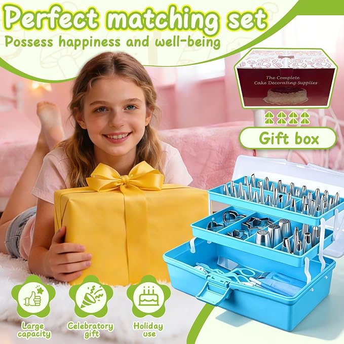 Suuker Cake Decorating Tools Supplies Kit, 236 Pieces | Baking Accessories with Storage Case, Frosting Piping Kit, 36 Numbered Piping Tips, Piping Bags and Tips Set - Image 4