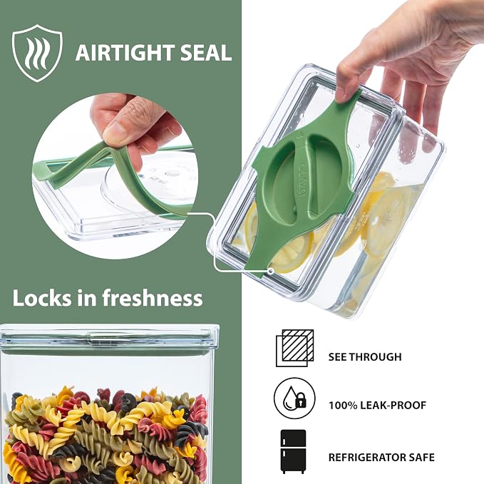 4-Pack Airtight Pantry Containers, 1.9 QT / 1.8 L Clear Food Storage Jars with Leakproof Twist-Lock Lids, Detachable Lid for Easy Cleaning, Cereal, Pasta, Rice, Oats, Snack Storage- Green - Image 4