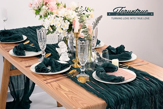 42 Packs Gauze Cheesecloth Napkins 20 x 20 Inch Dark Teal Wrinkled Dinner Napkins Bulk, Rustic Boho Soft Cloth Napkin for Wedding Party Event Dinner Table Decoration - Image 7