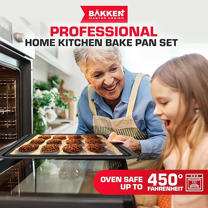 Baking Set – 10 Piece – Deluxe Non Stick Black Coating Inside and Outside – Carbon Steel Bakeware Set – PFOA PFOS and PTFE Free by Bakken - Image 7