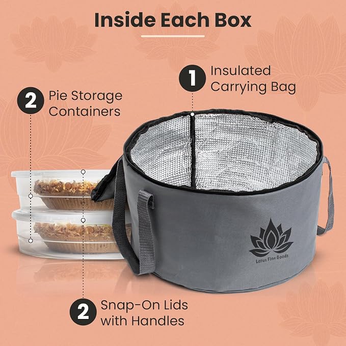 2 Pack Pie Carrier with Lid & Insulated Food Carrying Case Bag - 12" Food Storage Containers for Pies, Cheesecake, Flan, Pizza, Tortilla & More - Image 2
