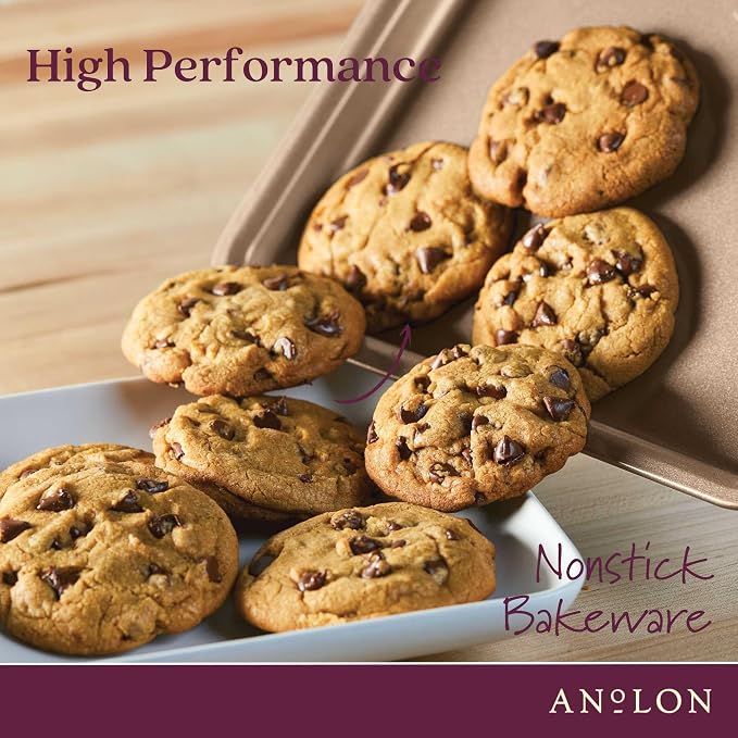 Anolon Gourmet Nonstick Bakeware Set with Nonstick Cookie Sheets / Baking Sheets - 3 Piece, Bronze Brown - Image 6