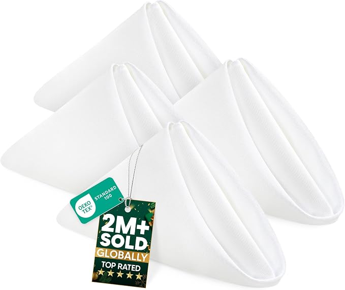 Utopia Home [60 Pack, White] Cloth Napkins 17x17 Inches, 100% Polyester | Hemmed Edges, Washable and Reusable Ideal for Parties, Weddings and Dinners by UTOPIAHOME