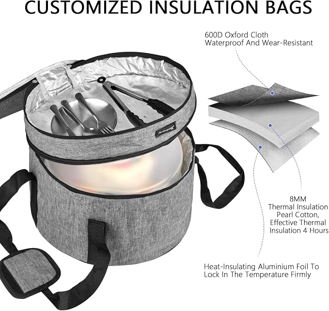 Round Cake Carrier Box with Lid and Handle, Transportation Insulated Bag for Cakes, Cupcakes and Pies, Triple Locking Design for Safe Transportation (Grey, 12 * 12 * 7.9 Inch) - Image 6
