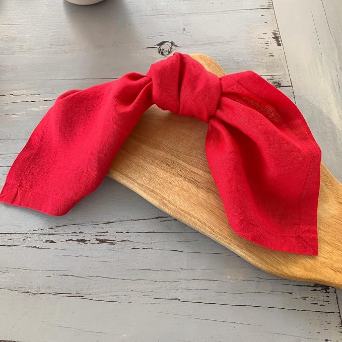 Linen Napkins –100% French Flax – Stonewashed Pure Linen Cloth Napkins - Size 18 Inch x 18 Inch – Set of 4 (Rich Red) - Image 7