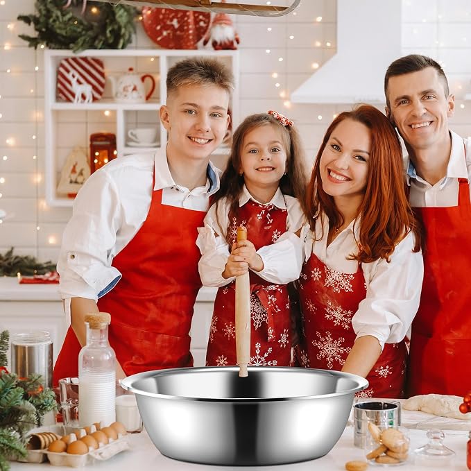 Yungyan 2 Pieces Large Mixing Bowl Stainless Steel Oversized All Purpose Steel Bowl Metal Bowl for Serving Baking Marinating for Home Cooking or Commercial(26 Quarts) - Image 6