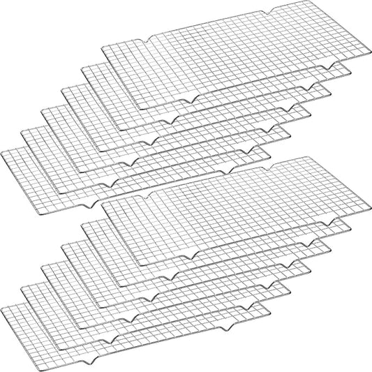 Harloon 12 Pack 16 x 9.8 Inches Nonstick Cooling Racks for Baking, Grid Wire Cookie Cooking Racks Oven Safe Carbon Steel Baking Rack Sheet Rack for Cookie Cake Grilling Drying Roasting (Silver) by Muasung