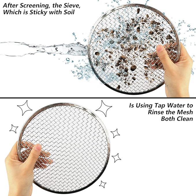 Heavy Duty Stainless Steel Garden Soil Sifter Compost Screen - 3 Sizes | Fine/Medium/Coarse Mesh for Sifting Compost,Dirt,Rocks,Rotary Tool&Compatible, Home Garden Sieve for Gardening & Landscaping - Image 4