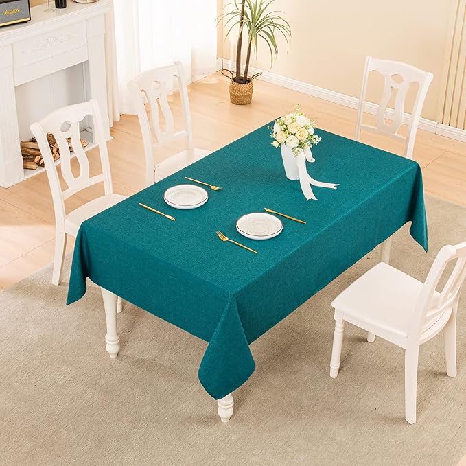 BALCONY & FALCON Rectangle Table Cloth Waterproof Teal 118"x57" | Rectangular Washable Wrinkle Resistant Table Cloth Linen Fabric Tablecloths for Dining Party Kitchen Wedding and Outdoor Use - Image 5