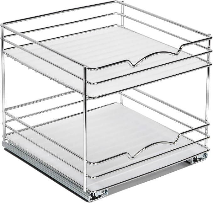 Pull-Out Cabinet Spice Rack Organizer 2-Tier, 10 ½"W x 10 ⅜"D x 8 ⅞"H | Slim Slide-Out Storage for Spices, Bottles & Jars, Premium Heavy-Duty Steel, Easy Install for Narrow Kitchen Cabinets, Chrome - Image 7