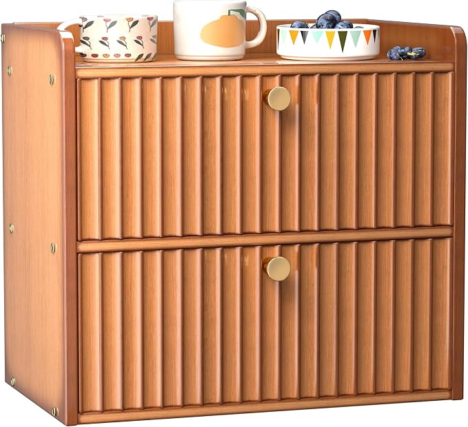 Bread Box for Kitchen Countertop, Large Bread Storage Container for Homemade Bread, Double Layer Farmhouse Breadbox Organizer, Vintage Bamboo Wooden Bread Holder Bin, Vintage by Unknown