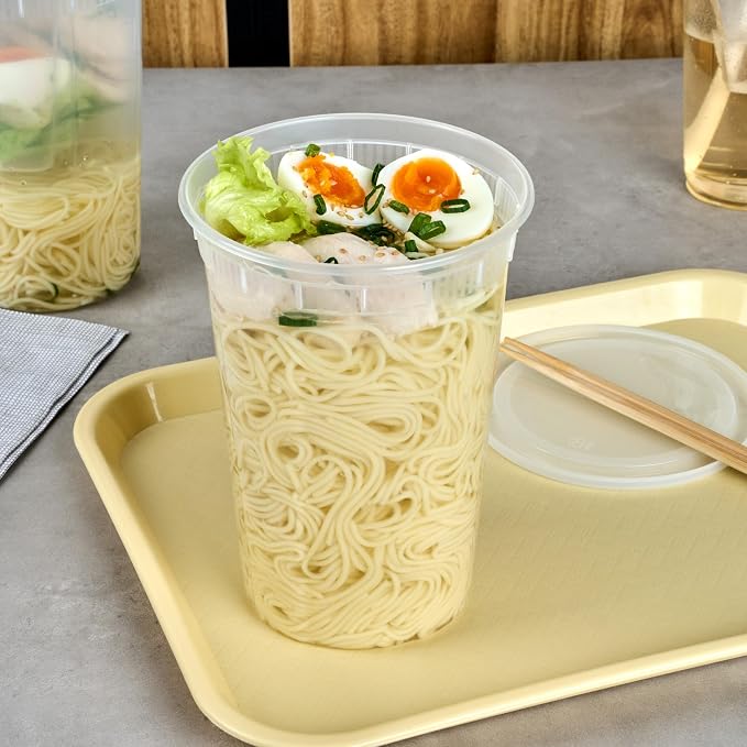 Restaurantware Plastic Food Container 100 Pack of 48 oz Clear Microwave-Safe Storage Container With Lid Leakproof Round Shape Disposable Freezer-Safe - Image 4