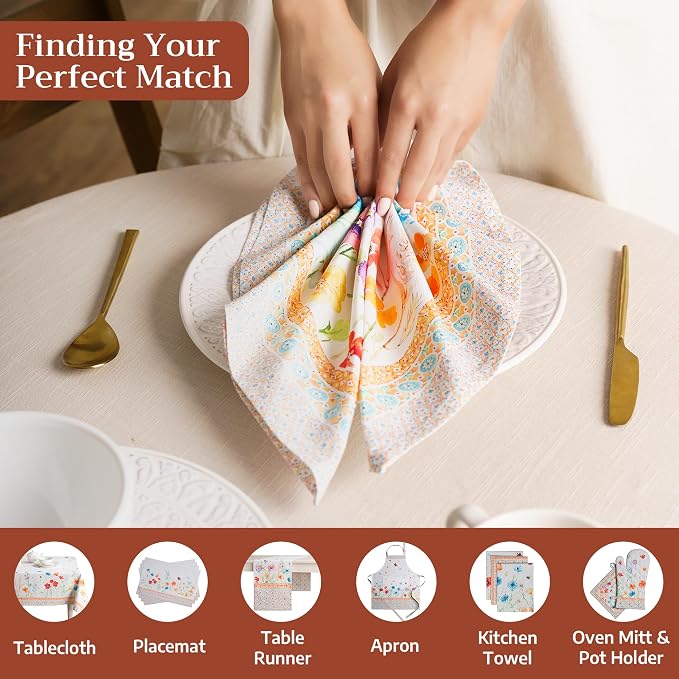 Maison d' Hermine Cloth Napkins Set of 4 Reusable 100% Cotton (20" x 20") | Everyday Square Napkins Cloth Washable Dinner Party Wedding Restaurant Hotel Kitchen Spring Summer - Summer Whisper - Image 4