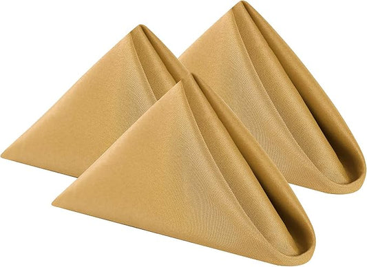 Cloth Napkins 20x20 inch Washable Polyester Dinner Napkins Soft Table Napkins for Wedding Party Dining Banquet(Gold,100PCS) by Cupuamon