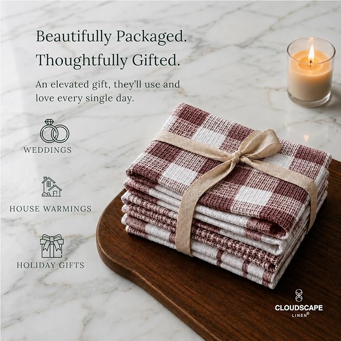 CSL Premium Kitchen Towels Set of 6,Highly Absorbent,Quick Dry,18x28, Rust - Image 8