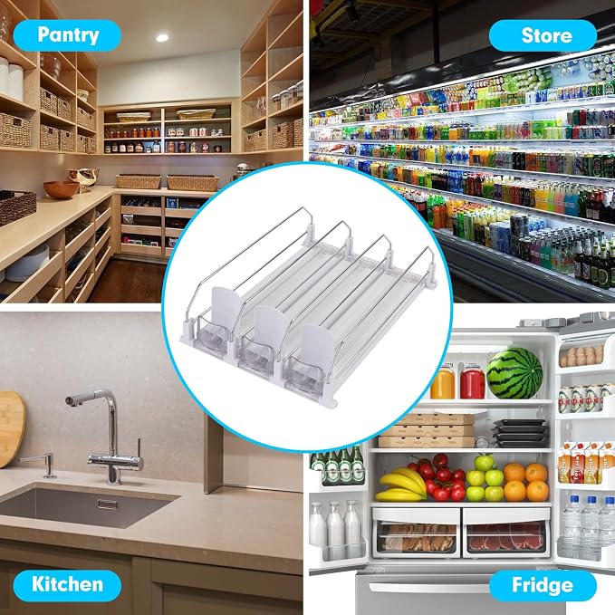 Automatic Soda Can Organizer for Refrigerator Can Dispenser for Beer Soda Seltzer Drink Pop Can Holder Self-Pushing Drink Organizer for Fridge Storage 12 cans of 11.15oz 12oz 16oz 16.9oz - Image 5