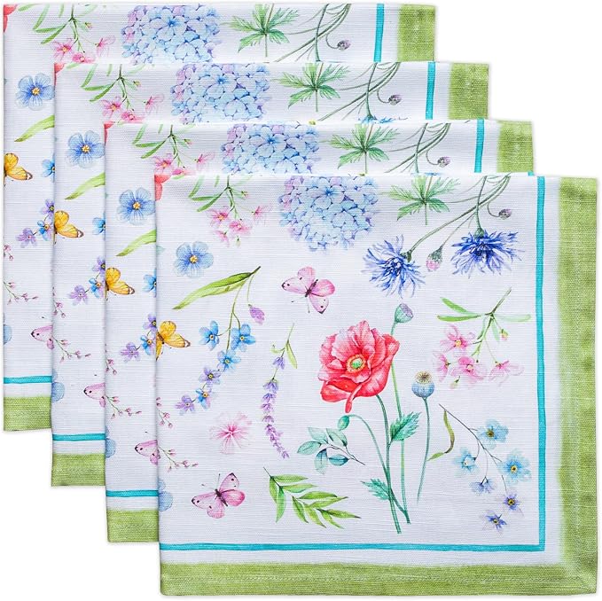 Maison d' Hermine Cloth Napkins Set of 4 Reusable 100% Cotton (20" x 20") | Everyday Square Napkins Cloth Washable Dinner Party Wedding Restaurant Hotel Kitchen Spring Summer - Just Floral by MaisondHermine
