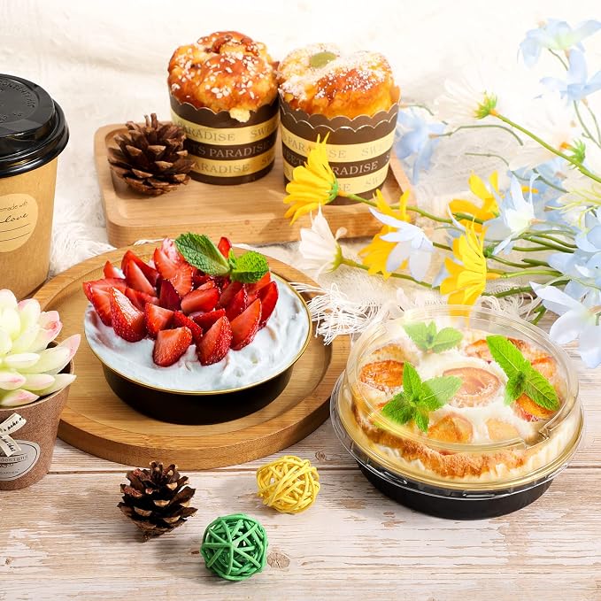 Beasea 20 Pack Cheesecake Pan with Lids, 8 Oz 4 Inch Round Foil Tart Tins Muffin Container with Lids Mini Pie Pans Mini Cake Pan Disposable Tart Pans For Pizza Pie Tart Quiche - Image 6