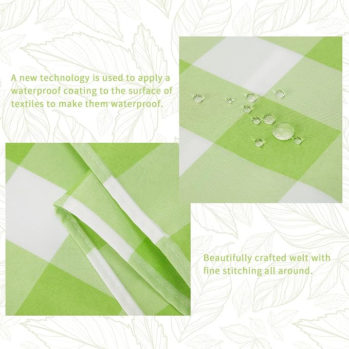 Cupuamon Fabric Checkered Table Runner 6 Pack Waterproof Gingham Table Runner 14W x 108L Buffalo Check Table Runners for Parties Kitchen Dining Wedding Banquet (Emerald and White) - Image 2