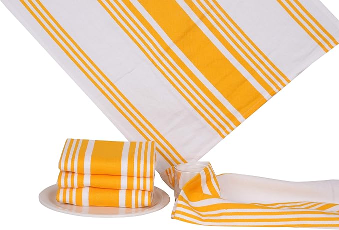 Urban Villa Kitchen Towels Cotton Dish Towels 20”x30” (Set of 6) Yellow Wht - Image 4