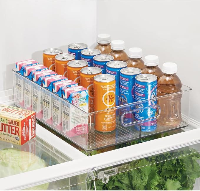 iDesign Divided Pantry Bin with Handles, Set of 3, Clear | For Pantry, For Refrigerator, For Freezer - Image 3