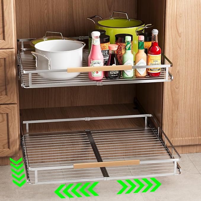 Expandable Pull-Out Cabinet Drawers, Slide-Out Shelves, Small 1 Pack | Smooth Slide-Out Access, Adjustable Fit, Pull-Out Organization, Small Cabinet Use, Space-Saving - Image 5