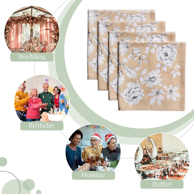 Maison d' Hermine Cloth Napkins Set of 4 Reusable 100% Cotton (20" x 20") | Everyday Square Napkins Cloth Washable Dinner Wedding Restaurant Hotel Kitchen Thanksgiving Christmas - Pretty Autumn - Image 6
