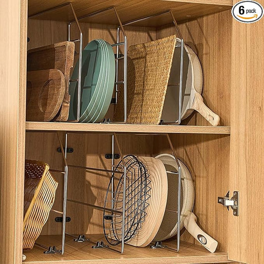 Blulu 6 Pcs Baking Sheet Organizer 12" x 20" Tray Dividers for Cabinets Kitchen Cabinet Dividers Vertical for Baking Sheets Chrome Pan Rack Storage Wires for Kitchen Cupboards (Silver) by Blulu
