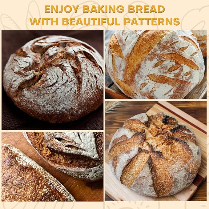 Sourdough Starter Kit, Sourdough Kit Include Banneton Proofing Basket, Sourdough Starter Jar, Bread Lame, Dough Scraper, Dough Whisk Scraper and Silicone Bread Sling - Image 6