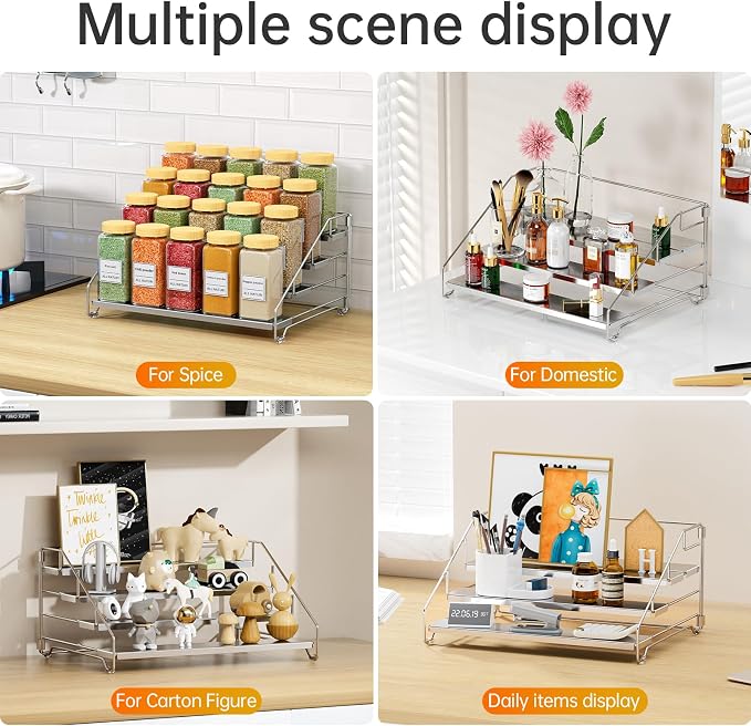 RCHYFEED 4 Tier Spice Rack Organizer,Adjustable Spice Rack,Chrome,1 Pack | Tiered Spice Organizer, Easy Visibility, Suitable for Cabinet, Countertop, Pantry and Cupboard Kitchen Storage - Image 5