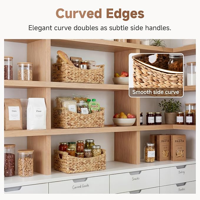 StorageWorks Large Wicker Baskets for Organizing,Pantry Storage Bins,1-Pack | Water Hyacinth Storage Baskets with Handles, Woven Baskets for Storage,Baskets for Pantry,Wicker Basket Large,15" x 11" x 6¾" - Image 3