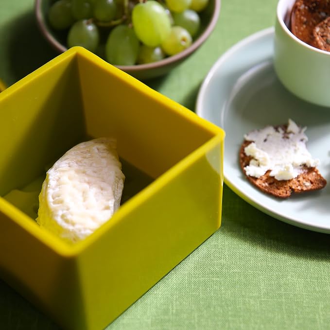 Cheese Vault for Soft Cheese - Reusable Artisan Cheese Storage Container for Fridge - Food Grade Silicone Cheese Container 5x5x3.5” - Easy to Clean Cheese Keeper for Refrigerator – Green - Image 5