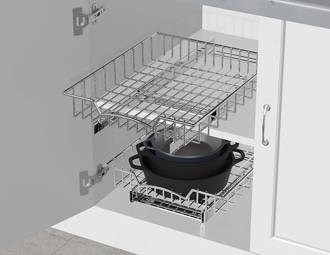 Simple Houseware Under Cabinet Pull Out Sliding Shelf Drawer, 17Dx13W | for Kitchen Organizer - Image 5