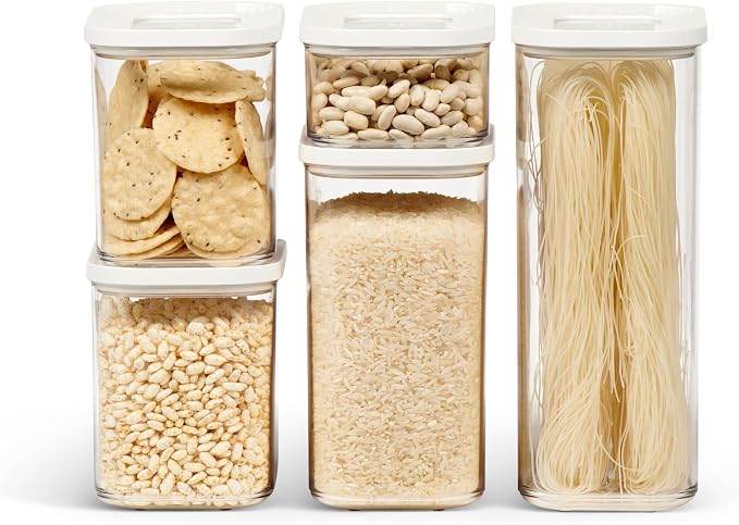 Mepal Food Storage Container 5-Piece Set - Food Containers - Kitchen Container & Organizer - Stackable & Airtight Food Storage Container - 1x 2000 ml, 1x 1500 ml, 2x 1000 ml & 1x 425 ml - White by MEPAL
