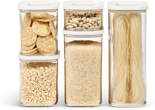 Mepal Food Storage Container 5-Piece Set - Food Containers - Kitchen Container & Organizer - Stackable & Airtight Food Storage Container - 1x 2000 ml, 1x 1500 ml, 2x 1000 ml & 1x 425 ml - White by MEPAL