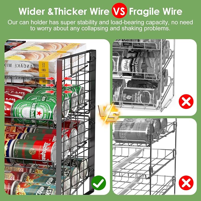 JKsmart 4-Tier Can Rack Organizer for Pantry, Adjustable Can Storage Holder for Various Ounces of Canned food Soda Drinks, Can Dispenser Holds Up to 48 Cans for Cupboard Cabinet - Image 5