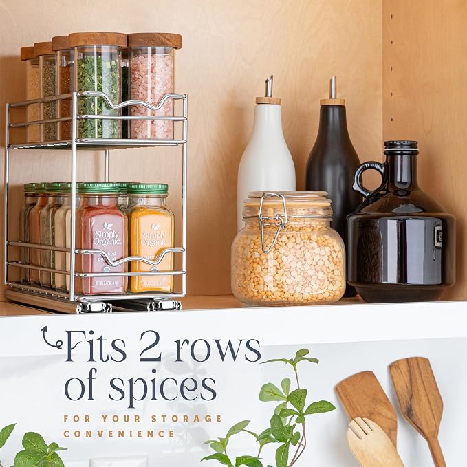 Pull Out Cabinet Organizer for Spices, Cans 4-1/2"W x 10-3/8"D x 8-7/8"H | Heavy Duty with Lifetime Limited Warranty, Pull Out Spice Rack, Cabinet Pull Out Shelf for Cans, Dishes, Etc, Easy to Reach - Image 2