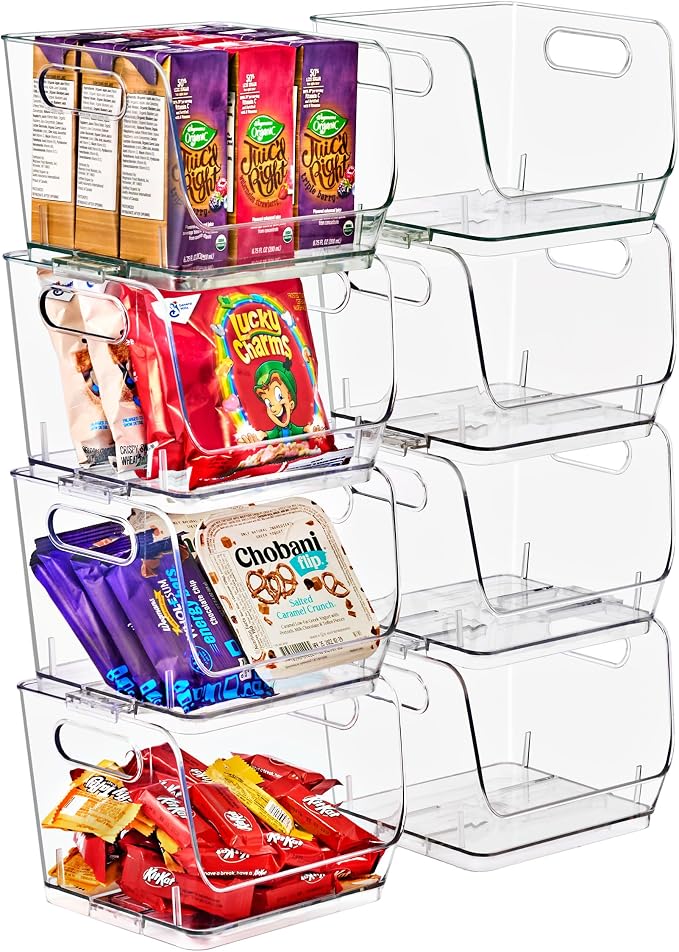 Sorbus Stackable Storage Bins Open Front, Clear Stackable Storage Bins, Pantry Bins for Storage and Organization, Acrylic Stackable Bins for Kitchen, Clear Pantry Organizer Bins (Small Square 8 Pack) - Image 8