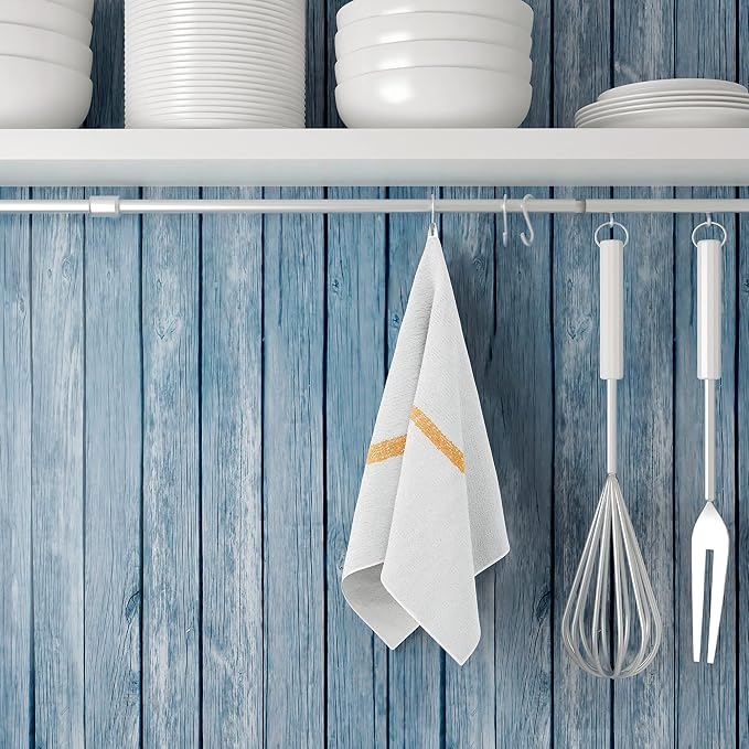 60 PC New Cotton Blend White Restaurant Bar Mops Kitchen Towels (5 Dozen) (60, Gold Stripe) - Image 5