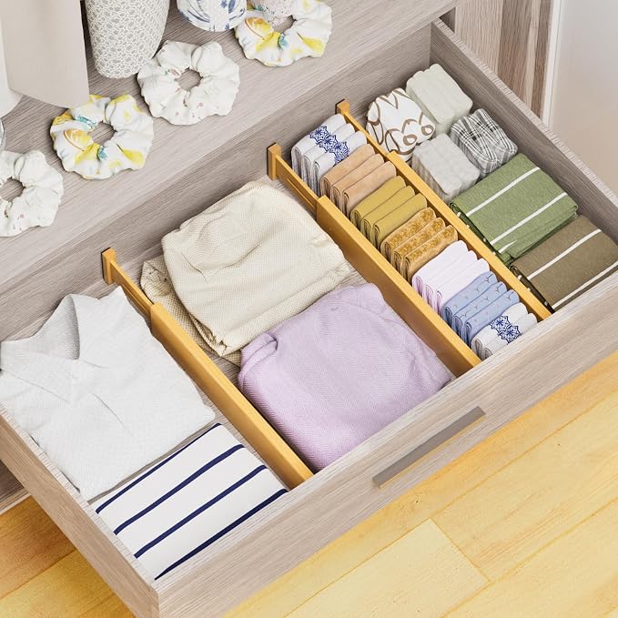 Bamboo Drawer Dividers Organizers, 2.56" High, 17"-21.8" Adjustable, 4 Pack | Expandable Separators, Great for Utensils, Kitchen, Bedroom, Dresser and Office Storage - Image 4